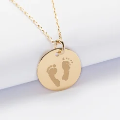 Pendentif Maman personnalisé médaille gravée plaqué or 19 mm