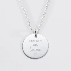 Pendentif Maman personnalisé médaille gravée argent 19 mm