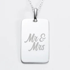 Pendentif Marié personnalisé médaille gravée argent 20x32 mm