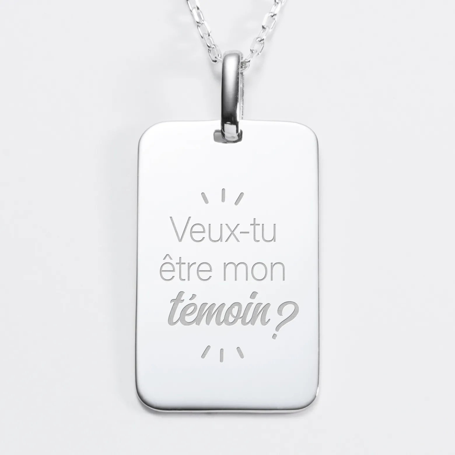 Pendentif Marié personnalisé médaille gravée argent 20x32 mm