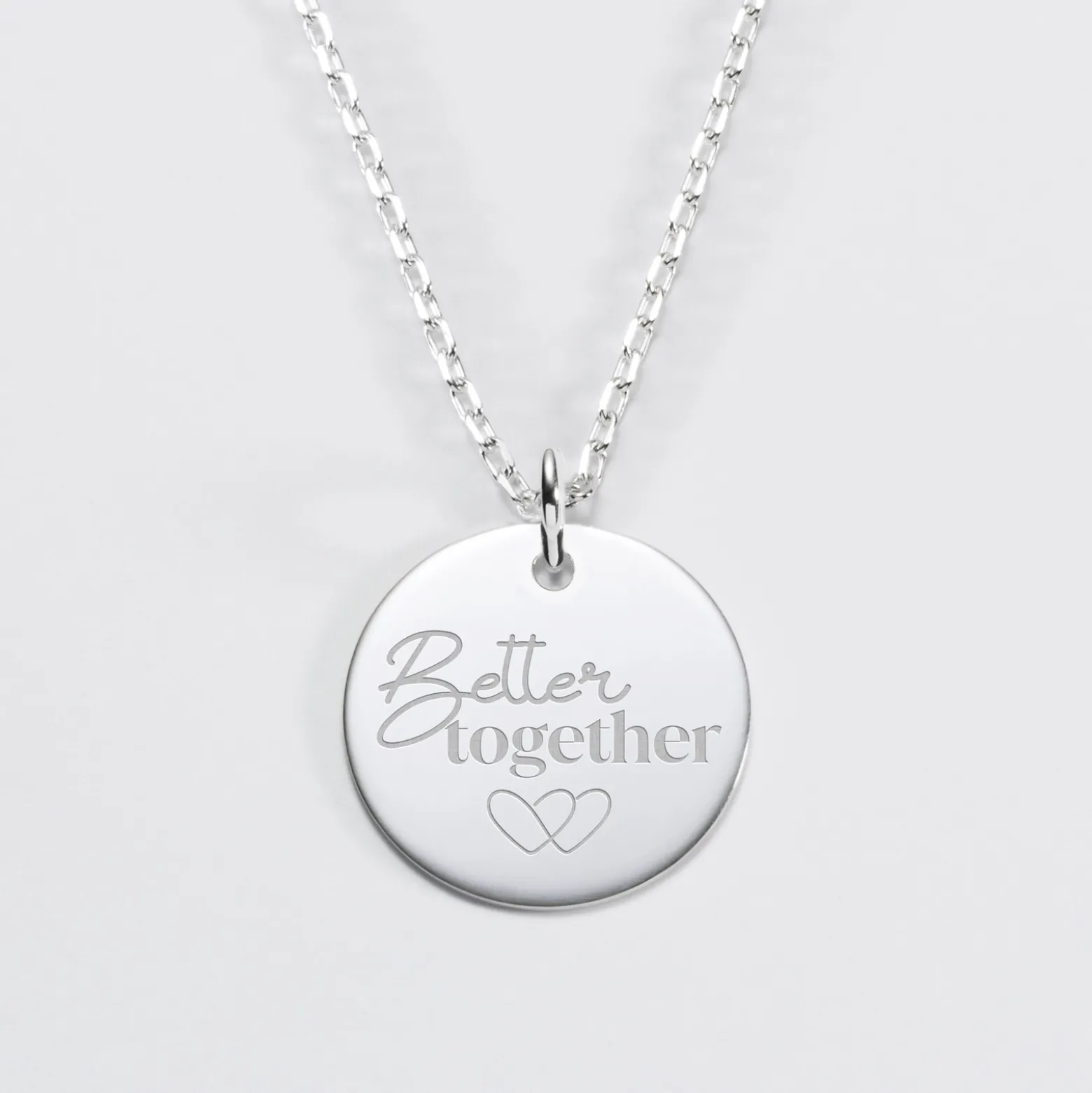 Pendentif Mariée personnalisé médaille gravée argent 19 mm