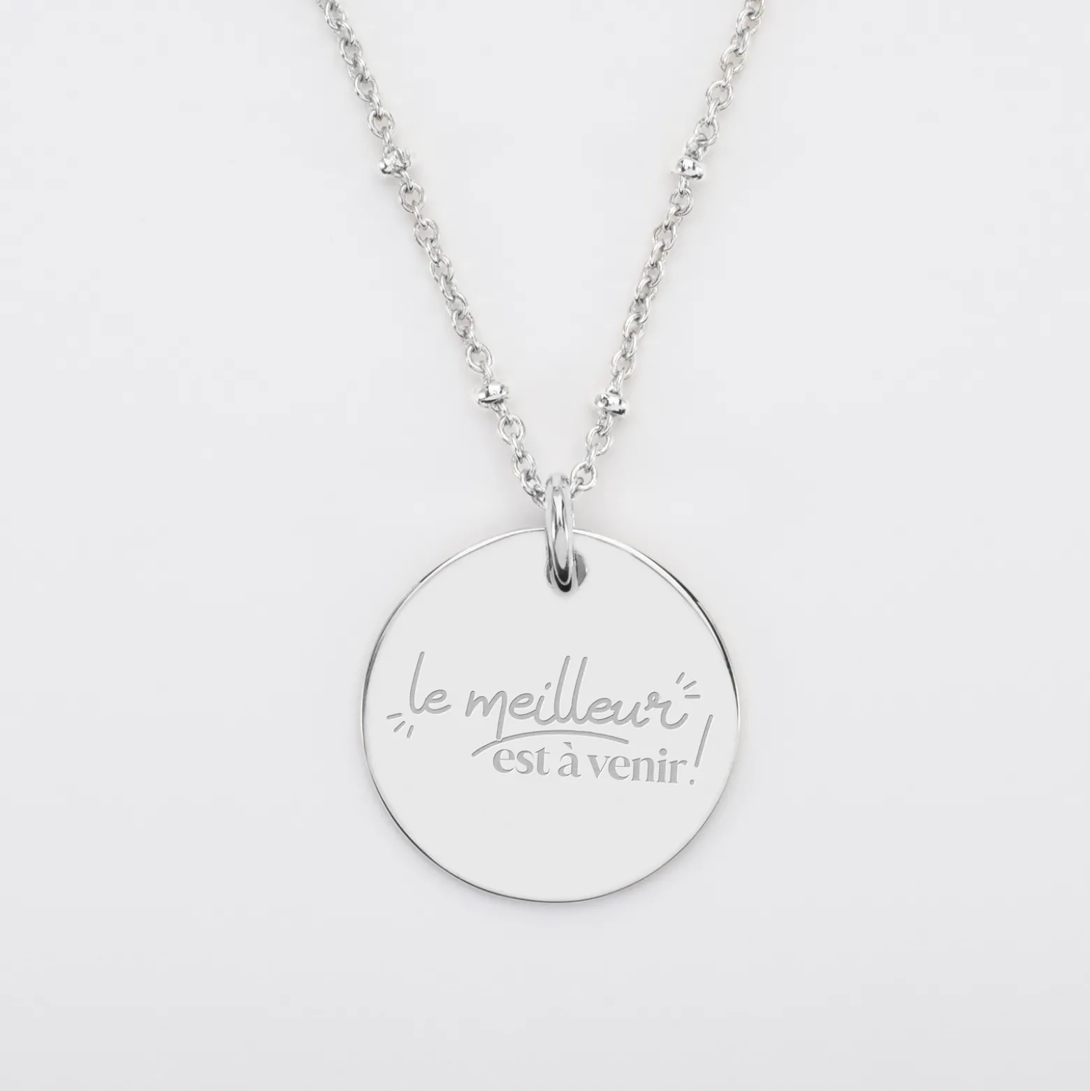 Pendentif Mariée personnalisé médaille gravée argent 19 mm