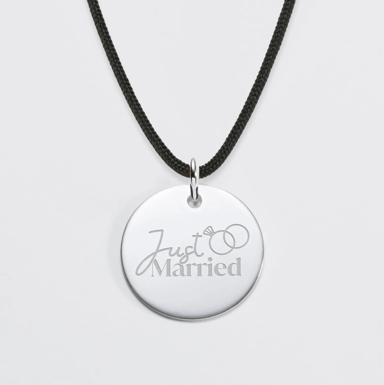 Pendentif Mariée personnalisé médaille gravée argent 19 mm