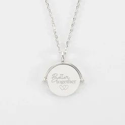Pendentif Mariée personnalisé médaille gravée nacre réversible argent 15 mm