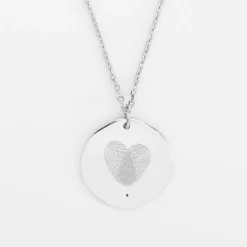 Pendentif Mariée personnalisé médaille scintillante gravée argent 20 mm