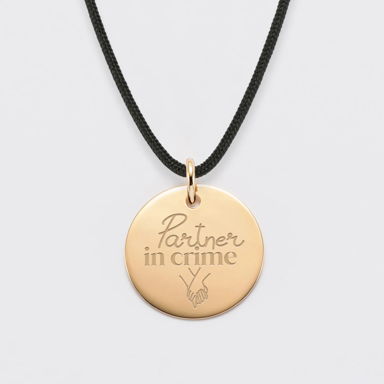 Pendentif Mariée personnalisé médaille gravée plaqué or 19 mm