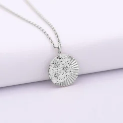 Pendentif médaille Lune trio zircons argent 14 mm