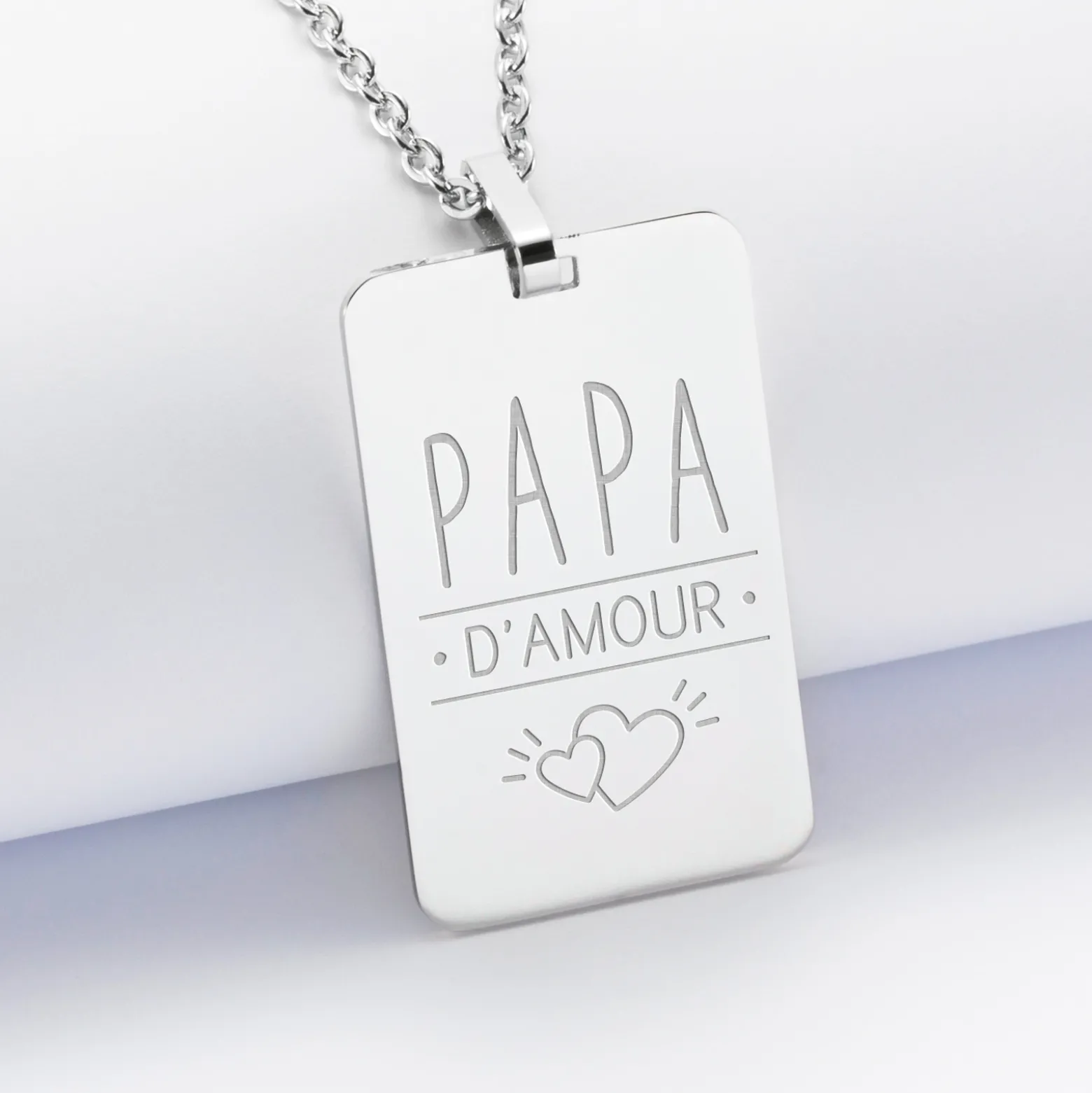 Pendentif Papa personnalisé médaille gravée acier 20x32 mm