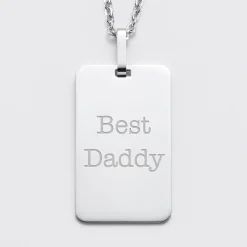 Pendentif Papa personnalisé médaille gravée acier 20x32 mm