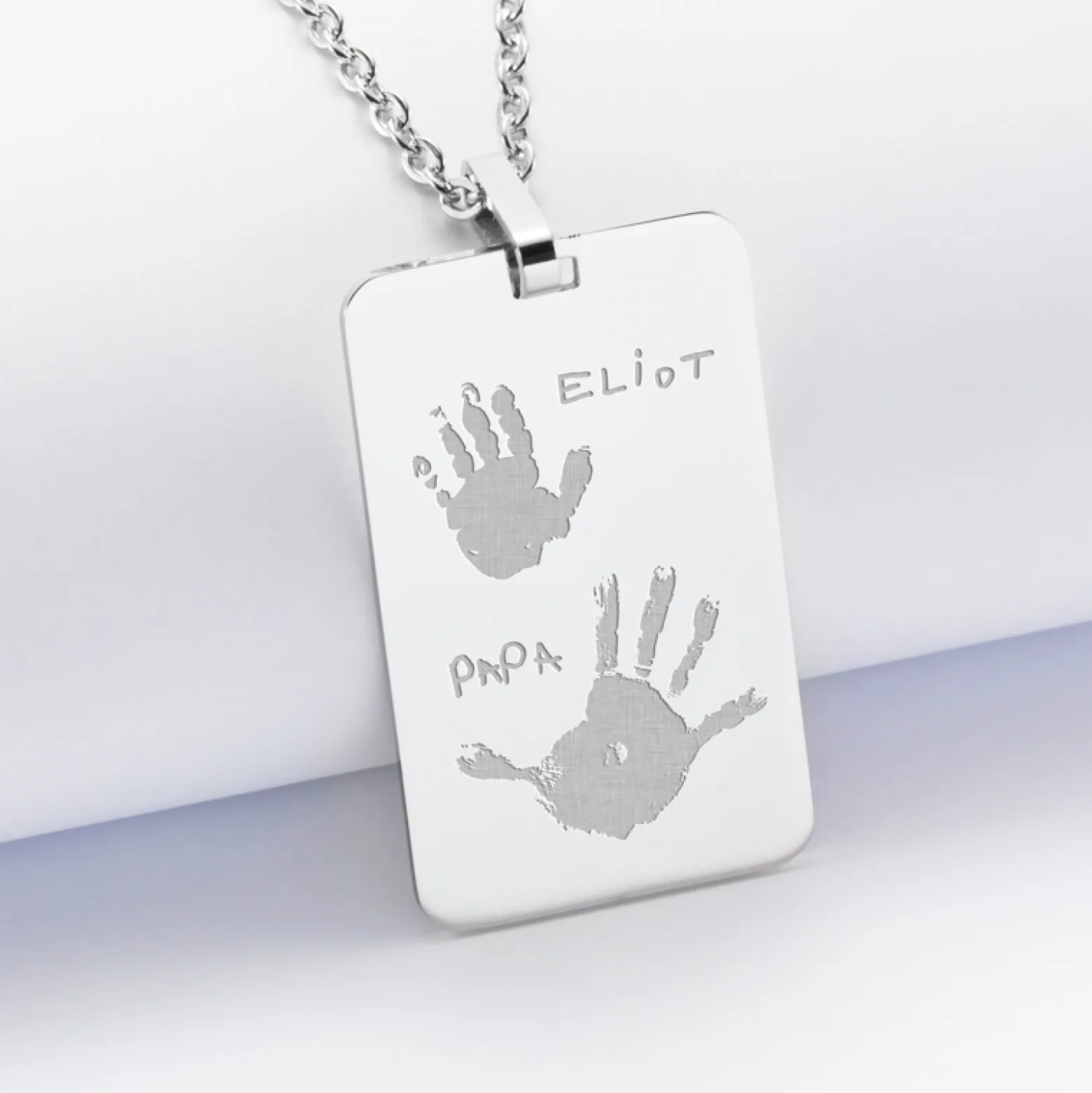 Pendentif Papa personnalisé médaille gravée acier 20x32 mm