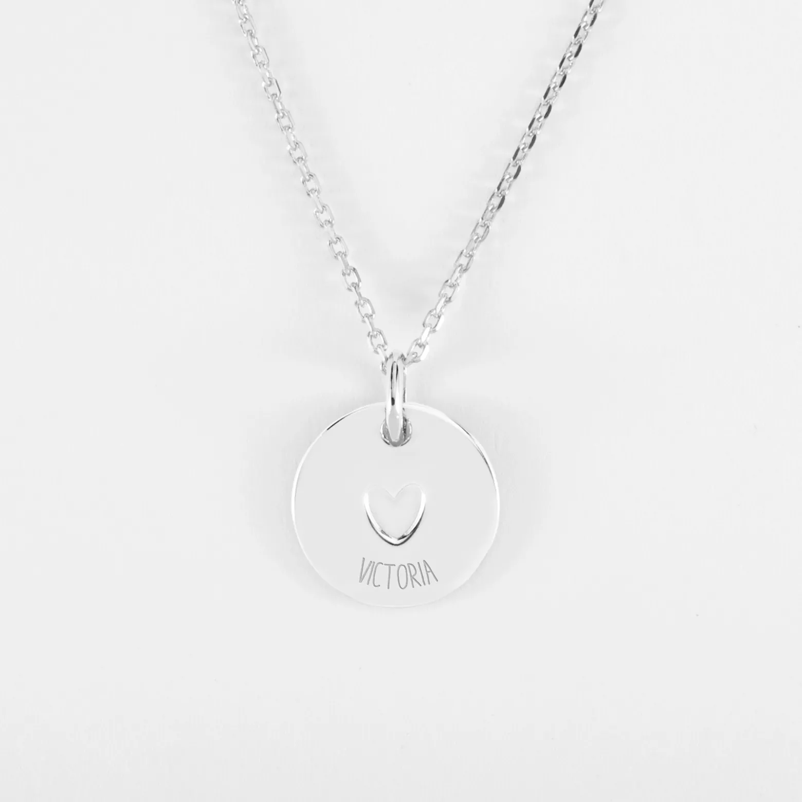 Pendentif personnalisé coeur estampillé argent 15 mm - HappyBulle x Atelier Wagram