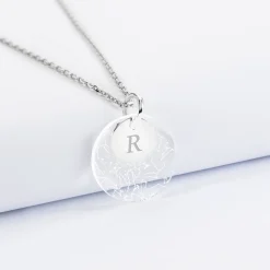 Pendentif personnalisé double médailles gravées argent 10 mm et acrylique "Carte du ciel étoilé" 20 mm