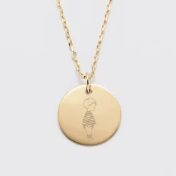 Pendentif personnalisé illustration médaille gravée plaqué or 19 mm - HappyBulle x Marie Savart