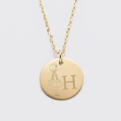 Pendentif personnalisé initiale médaille gravée plaqué or 19 mm - HappyBulle x Marie Savart