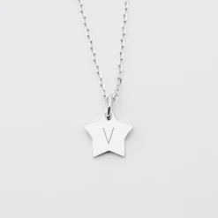 Pendentif personnalisé initiale médaille gravée argent étoile 12 mm