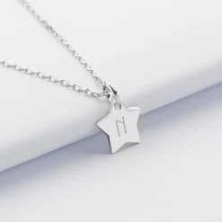 Pendentif personnalisé initiale médaille gravée argent étoile 12 mm