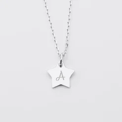 Pendentif personnalisé initiale médaille gravée argent étoile 12 mm