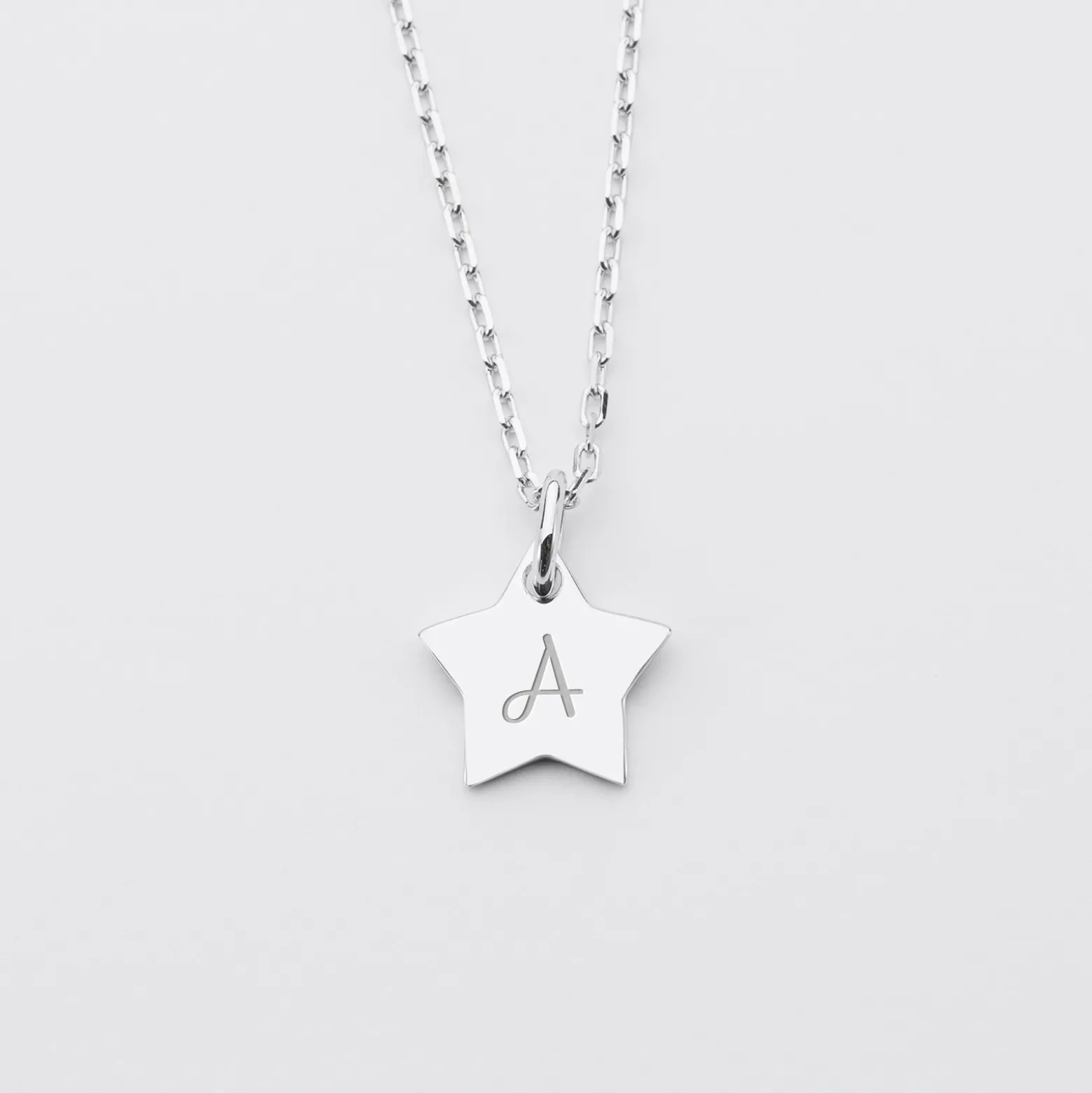 Pendentif personnalisé initiale médaille gravée argent étoile 12 mm