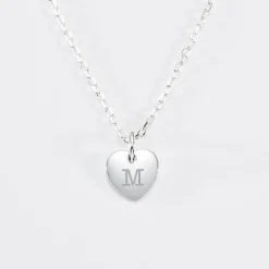 Pendentif personnalisé initiale médaille gravée argent coeur 10 mm
