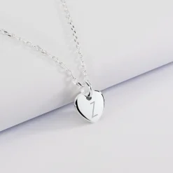 Pendentif personnalisé initiale médaille gravée argent coeur 10 mm