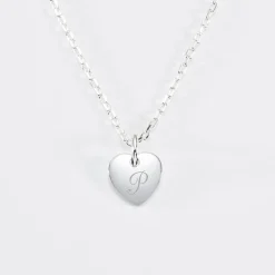 Pendentif personnalisé initiale médaille gravée argent coeur 10 mm