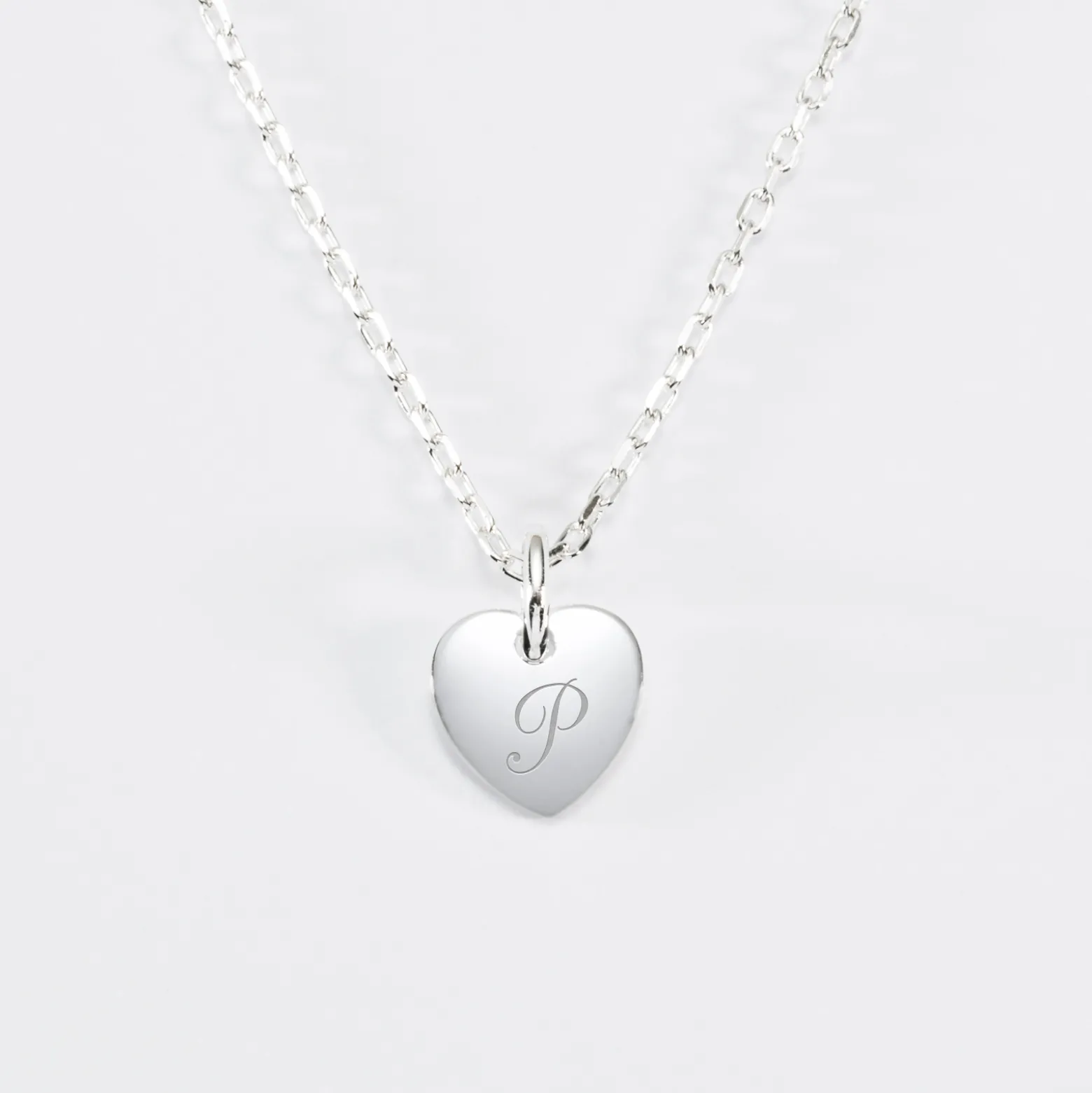 Pendentif personnalisé initiale médaille gravée argent coeur 10 mm