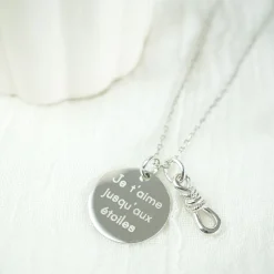 Pendentif personnalisé "Le lien" et médaille gravée argent 19 mm - HappyBulle x Lilylovesfashion