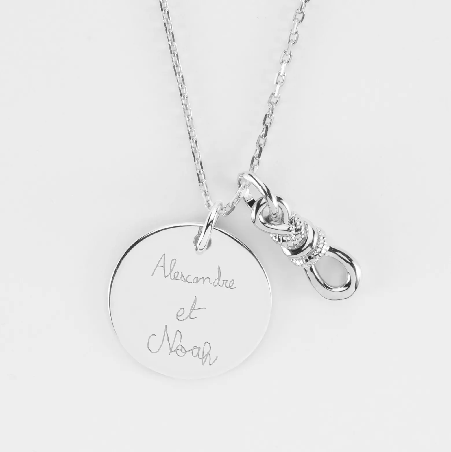Pendentif personnalisé "Le lien" et médaille gravée argent 19 mm - HappyBulle x Lilylovesfashion