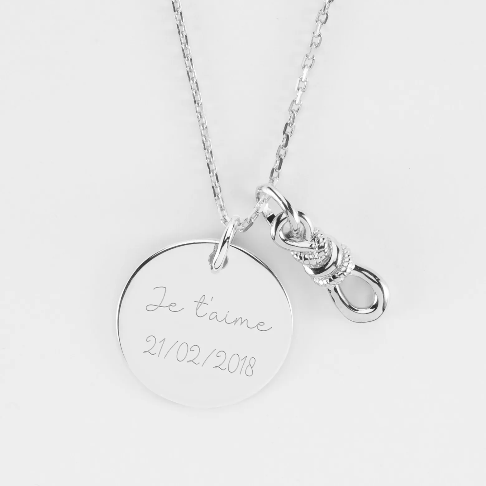 Pendentif personnalisé "Le lien" et médaille gravée argent 19 mm - HappyBulle x Lilylovesfashion
