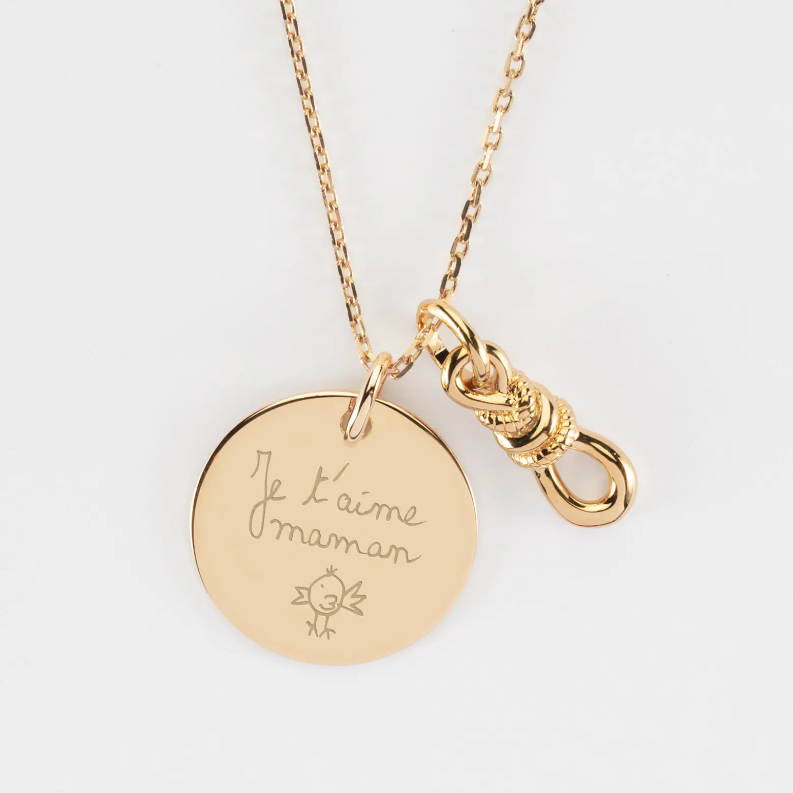 Pendentif personnalisé "Le lien" et médaille gravée plaqué or 19 mm - HappyBulle x Lilylovesfashion