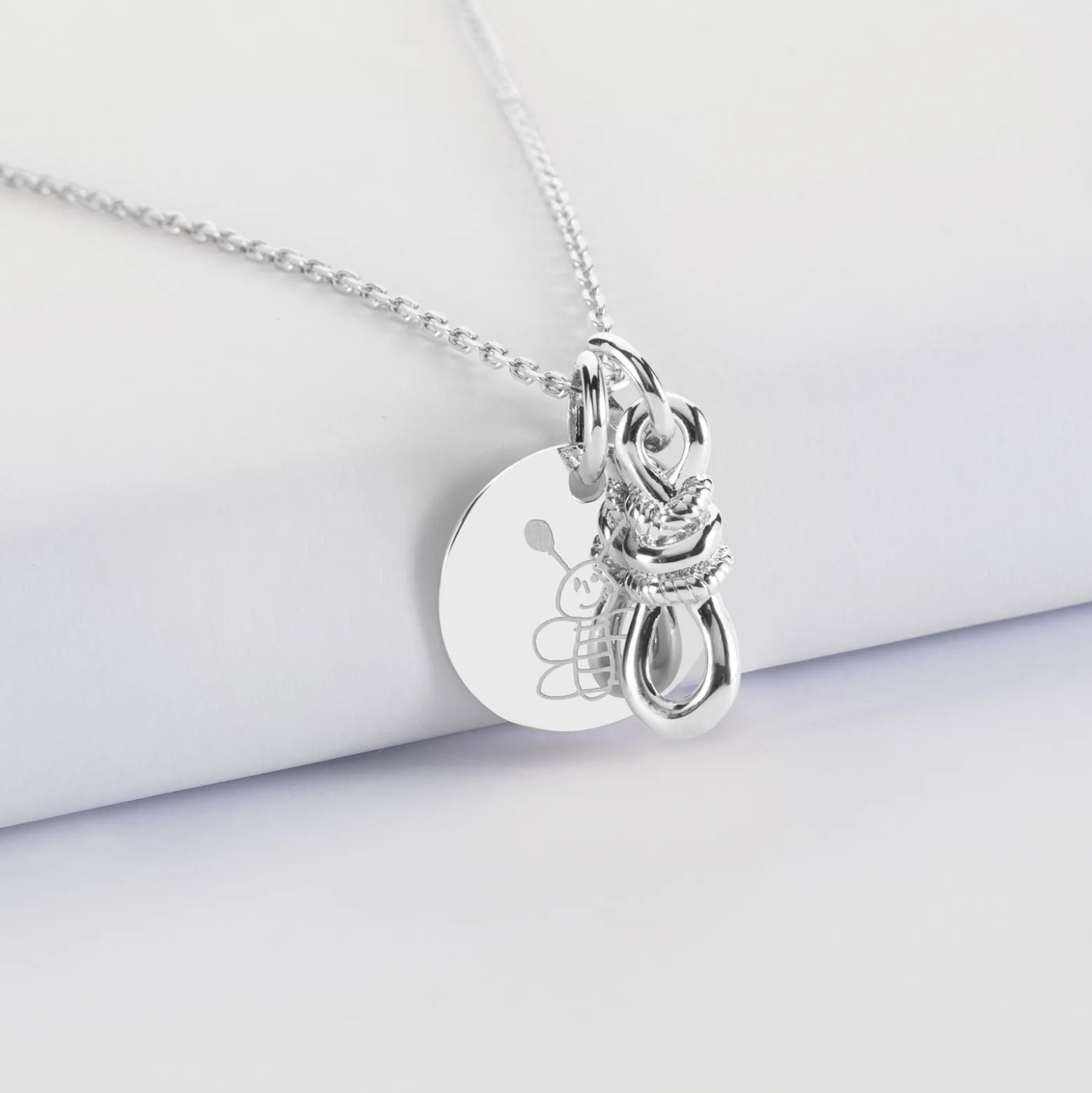 Pendentif personnalisé "Le lien" et médaille gravée argent 15 mm - HappyBulle x Lilylovesfashion