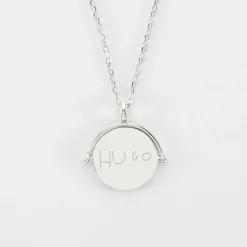 Pendentif personnalisé médaille gravée nacre réversible argent 15 mm