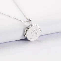 Pendentif personnalisé médaille gravée nacre réversible argent 15 mm