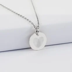 Pendentif personnalisé médaille martelée gravée argent 15 mm