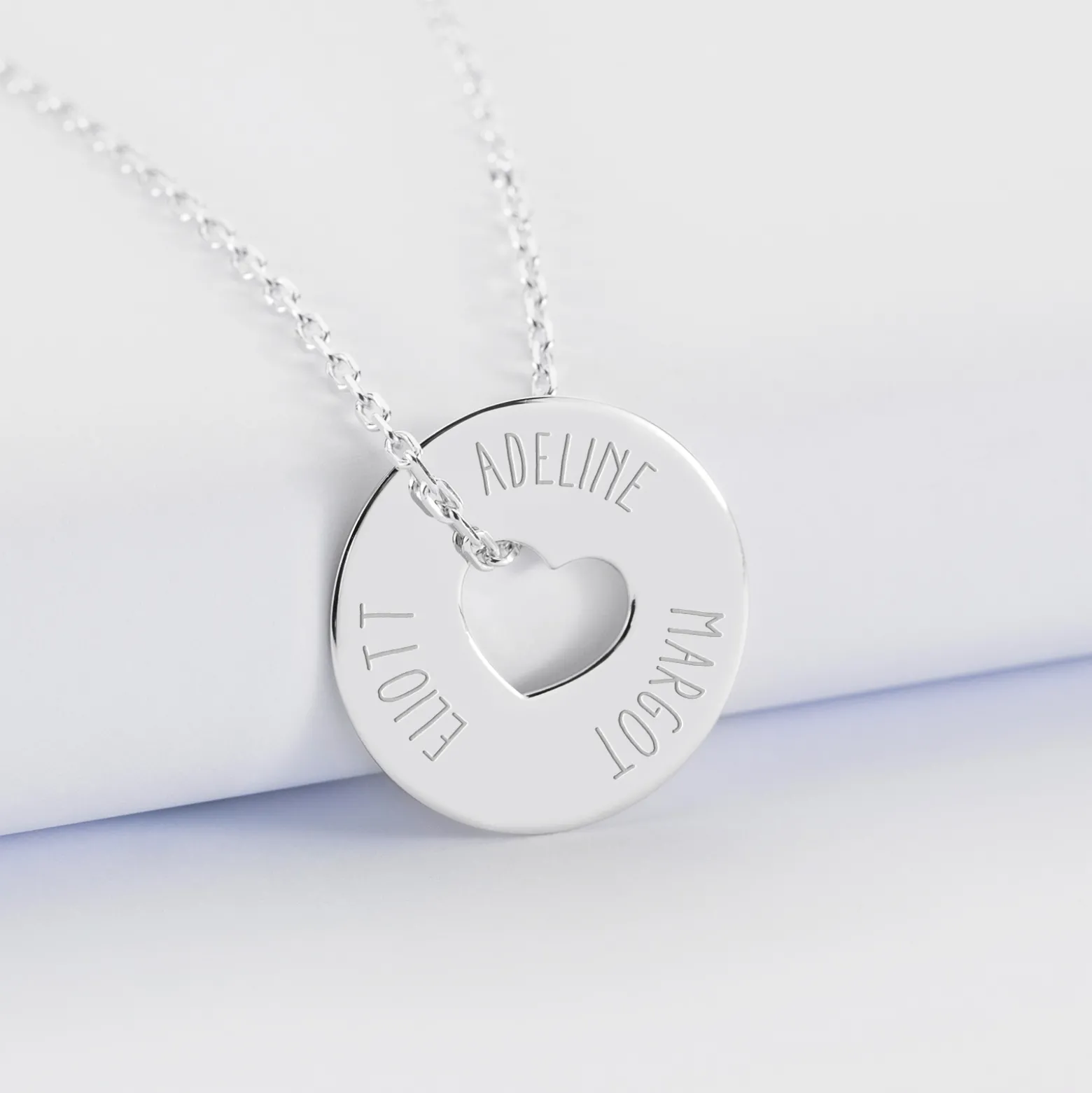 Pendentif personnalisé médaille argent gravée cible coeur 21 mm