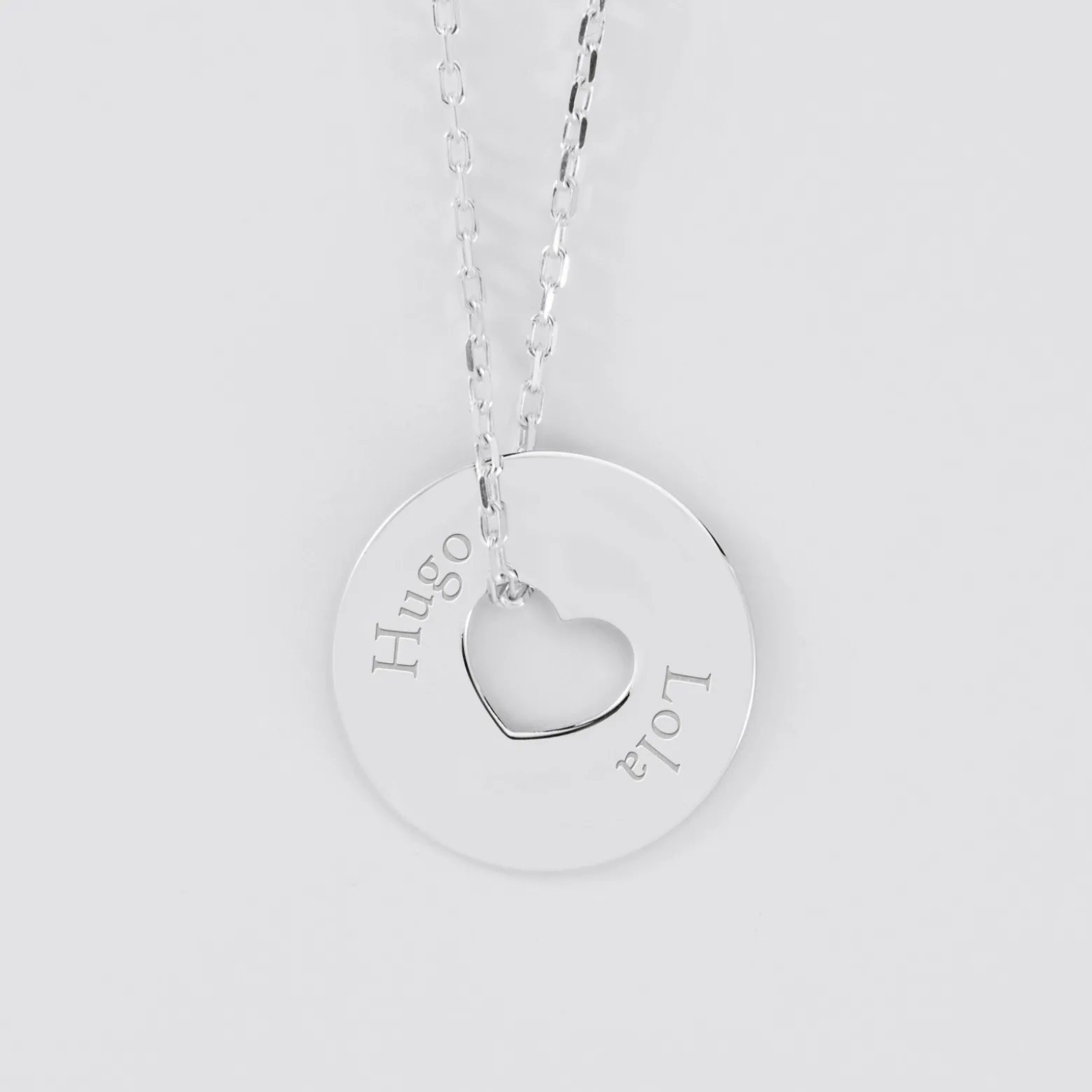 Pendentif personnalisé médaille argent gravée cible coeur 21 mm