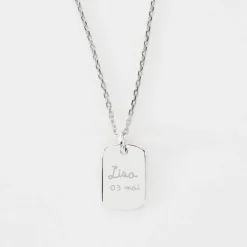Pendentif personnalisé médaille gravée argent rectangle 17x11 mm