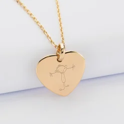 Pendentif personnalisé médaille gravée plaqué or coeur bombé 21x20 mm