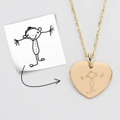 Pendentif personnalisé médaille gravée plaqué or coeur bombé 21x20 mm
