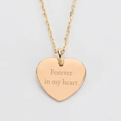 Pendentif personnalisé médaille gravée plaqué or coeur bombé 21x20 mm