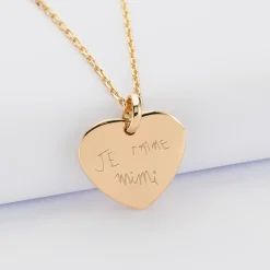 Pendentif personnalisé médaille gravée plaqué or coeur bombé 21x20 mm