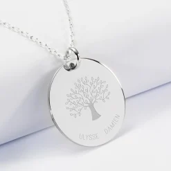Pendentif personnalisé médaille gravée argent 27 mm - Edition spéciale Arbre de Vie