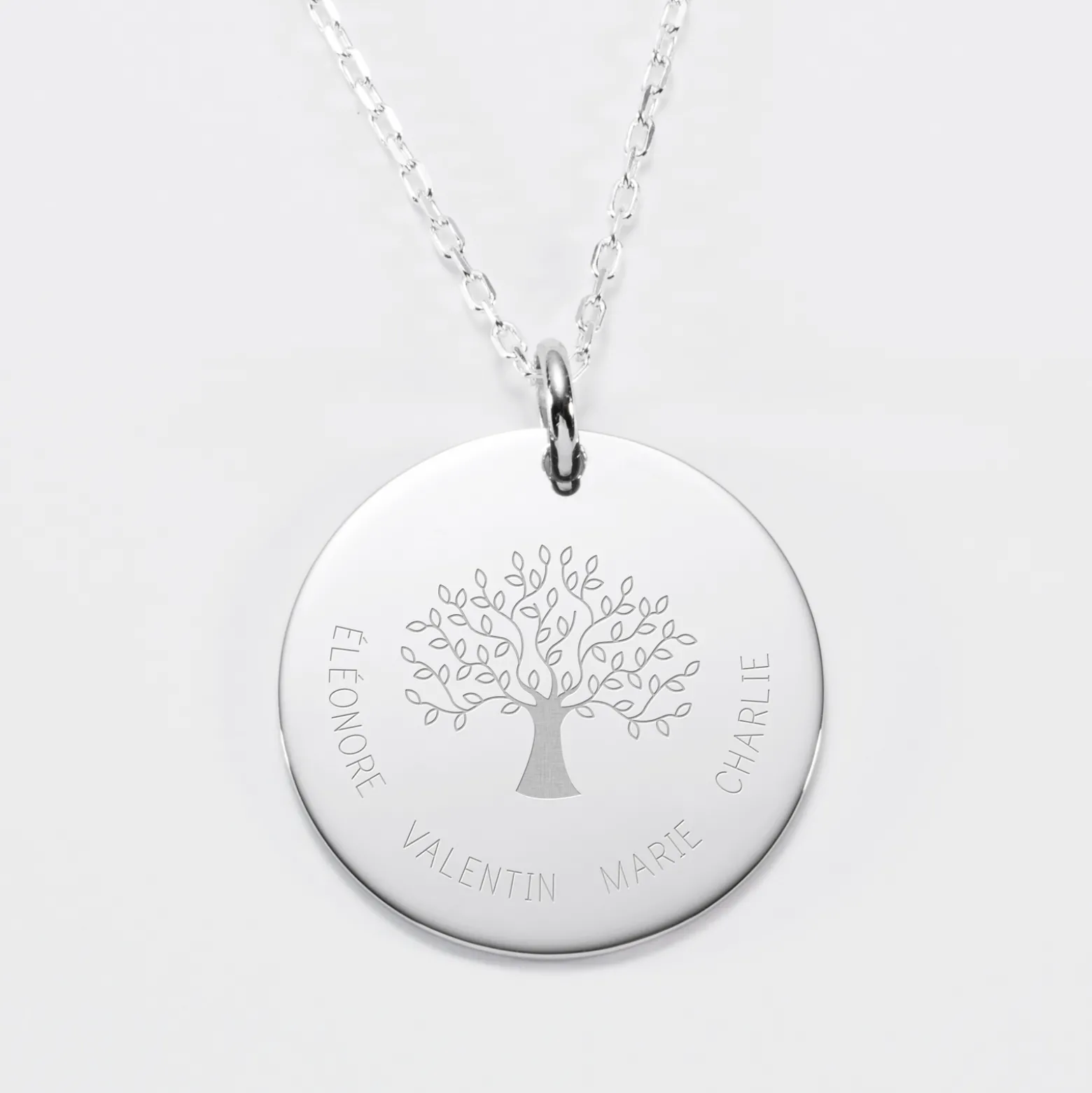 Pendentif personnalisé médaille gravée argent 27 mm - Edition spéciale Arbre de Vie