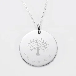Pendentif personnalisé médaille gravée argent 27 mm - Edition spéciale Arbre de Vie