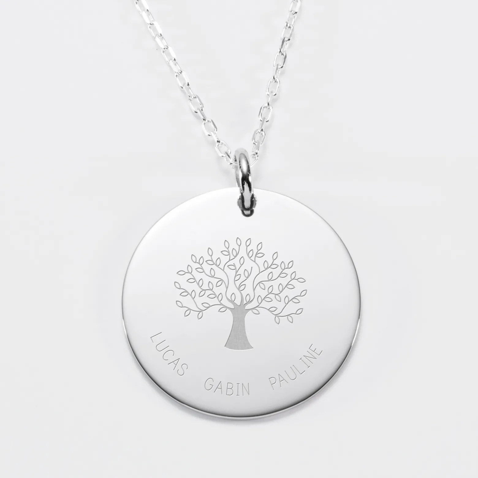 Pendentif personnalisé médaille gravée argent 27 mm - Edition spéciale Arbre de Vie