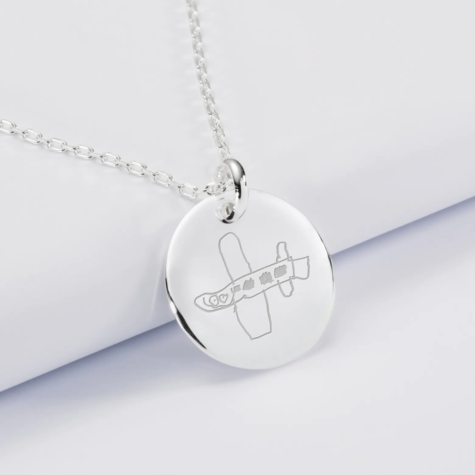Pendentif personnalisé médaille bombée gravée argent 20 mm - Nos petits imparfaits
