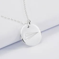 Pendentif personnalisé médaille bombée gravée argent 20 mm - Nos petits imparfaits
