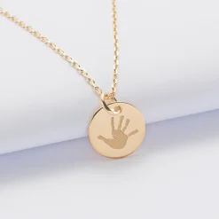 Pendentif personnalisé médaille gravée plaqué or 15 mm - Nos petits imparfaits