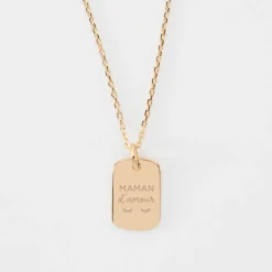 Pendentif personnalisé médaille gravée plaqué or rectangle 17x11 mm
