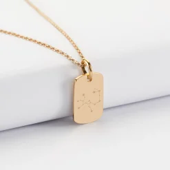 Pendentif personnalisé médaille gravée plaqué or rectangle 17x11 mm